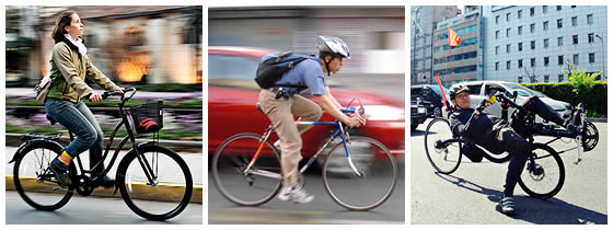 tres posturas de pedaleo, dependiendo del modelo de la bicicleta